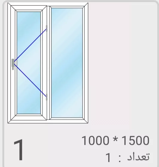 پنجره upvc لولایی تک لنگه
