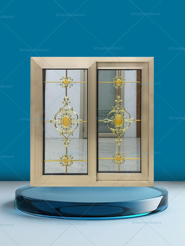پنجره دوجداره آلمونیم ریلی آنادایز شامپاینی